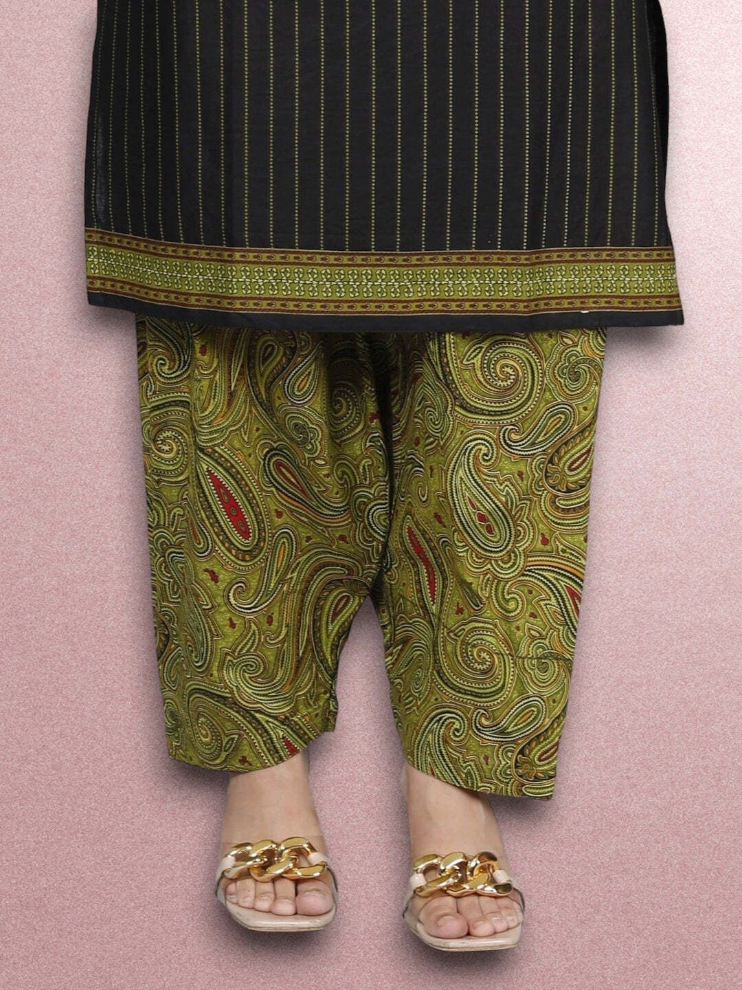 Brown Kurta, Patiala & Dupatta Set | Striped