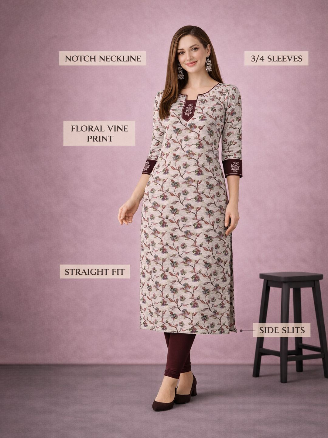 Multicolor Floral Print Cotton Kurta