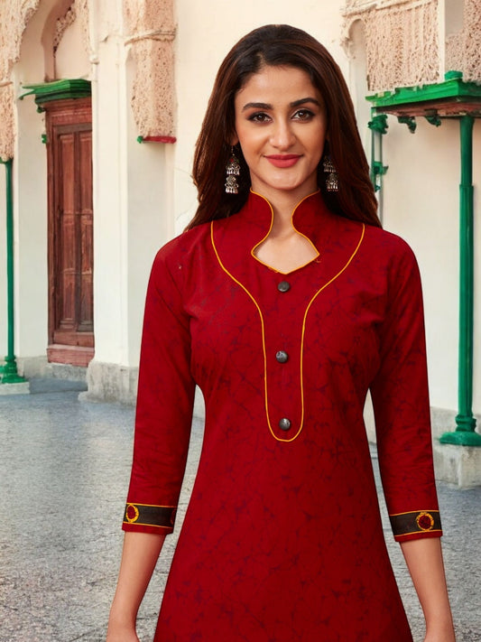 Red Kurta, Patiala & Dupatta Set | Printed