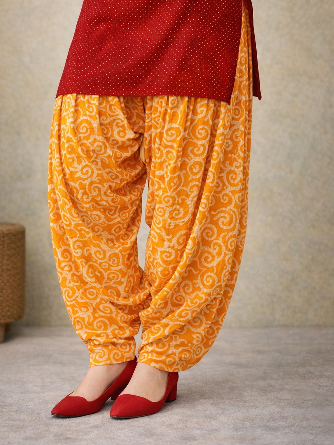 Red Kurta, Patiala & Dupatta Set | Polka Print