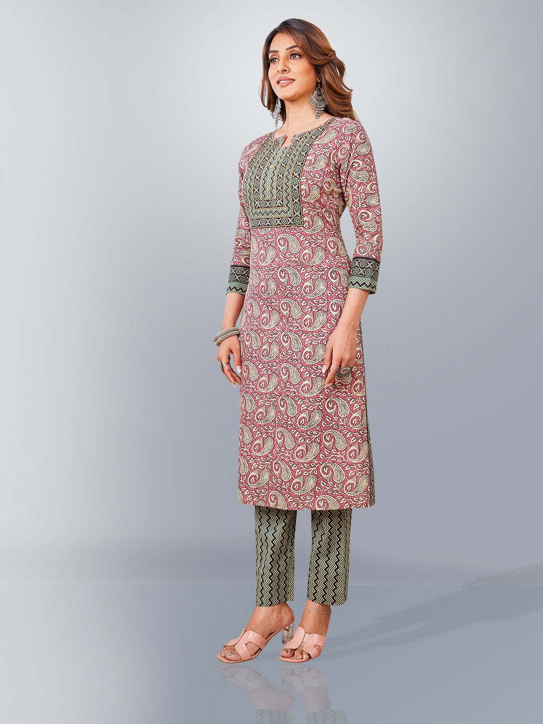 Red Kurta, Salwar & Dupatta Set | Paisley