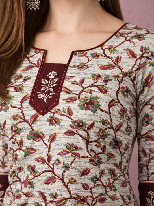 Multicolor Floral Print Cotton Kurta