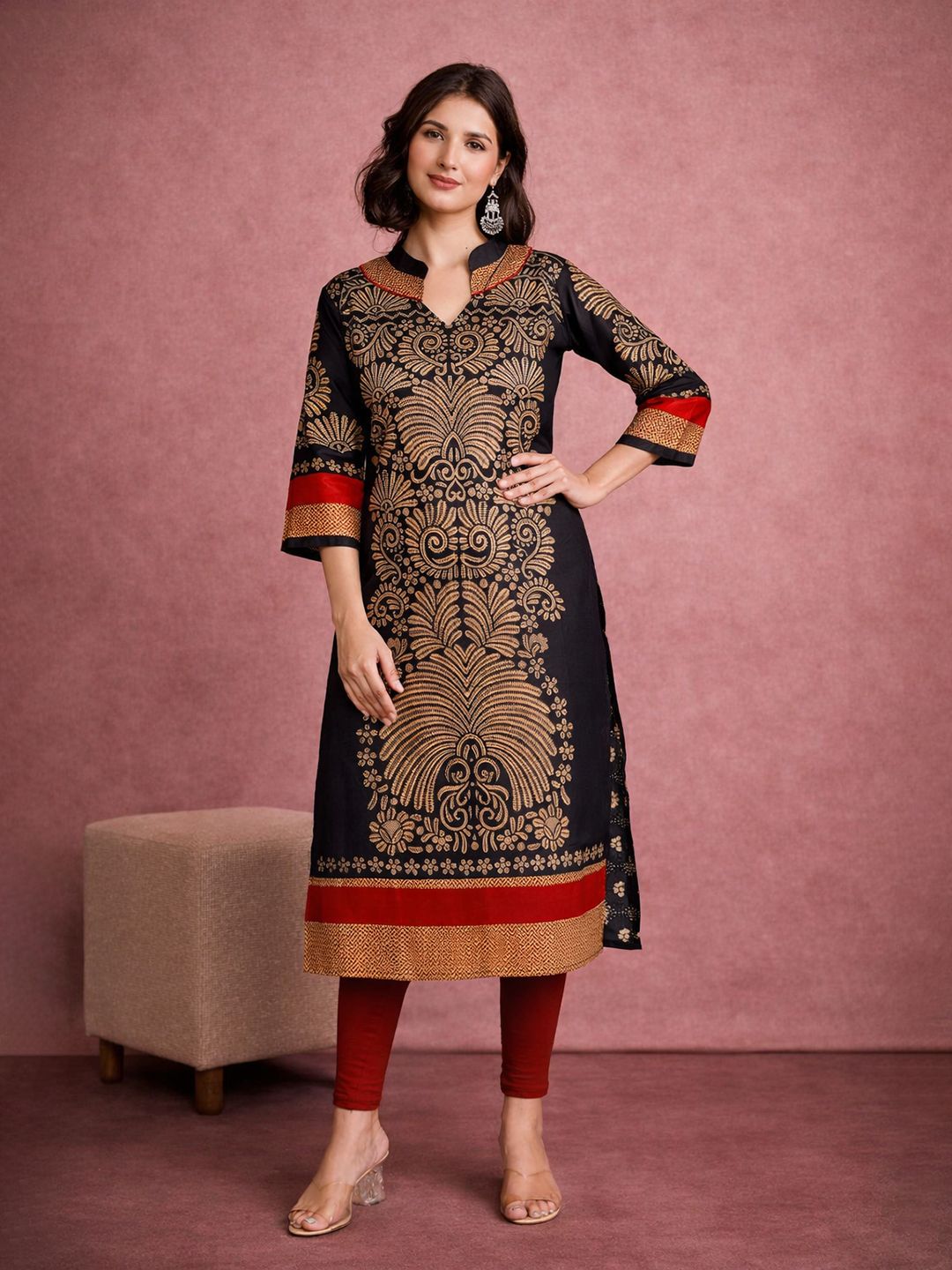Jevi Prints Black Block Print Cotton Kurta
