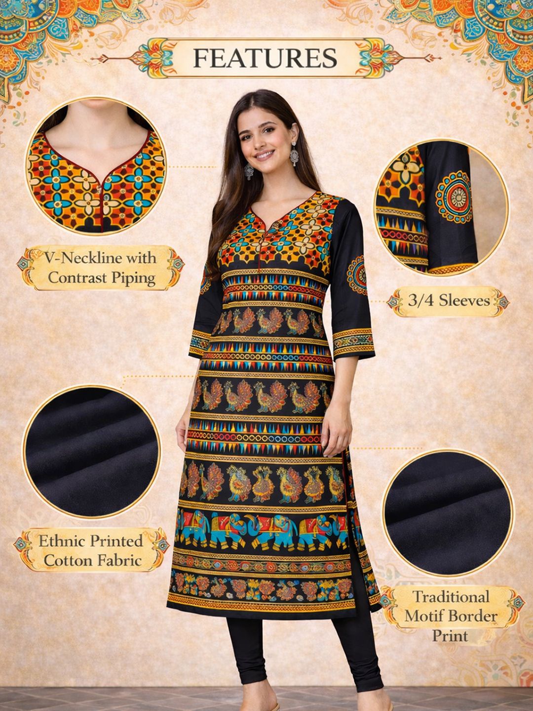 Multicolor Kalamkari Cotton Kurta