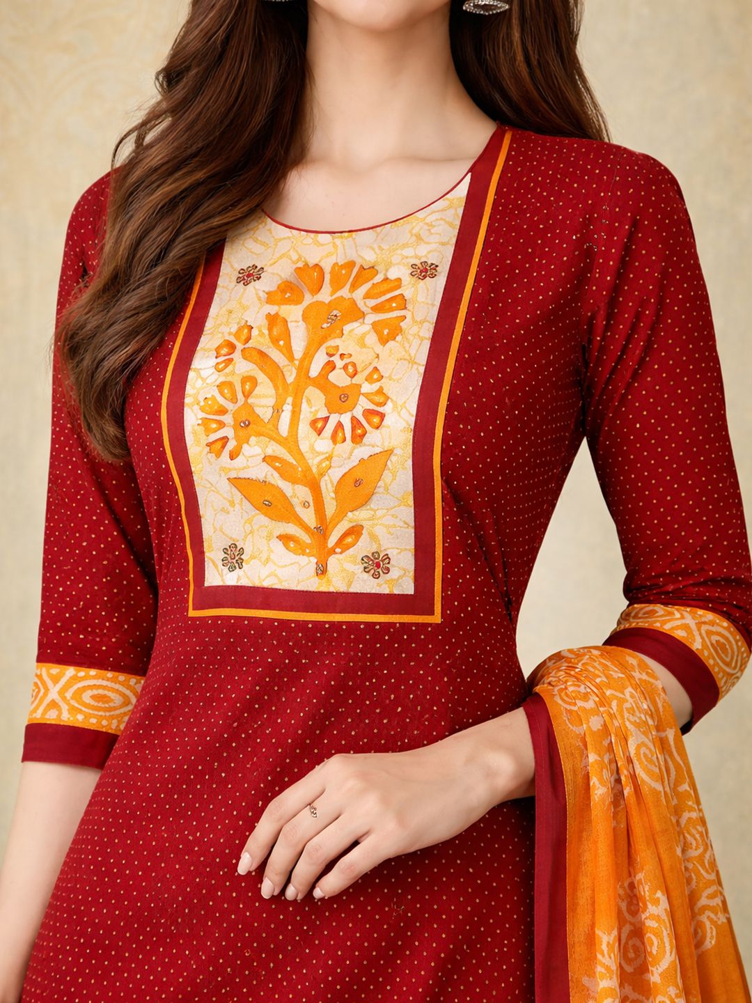 Red Kurta, Patiala & Dupatta Set | Polka Print