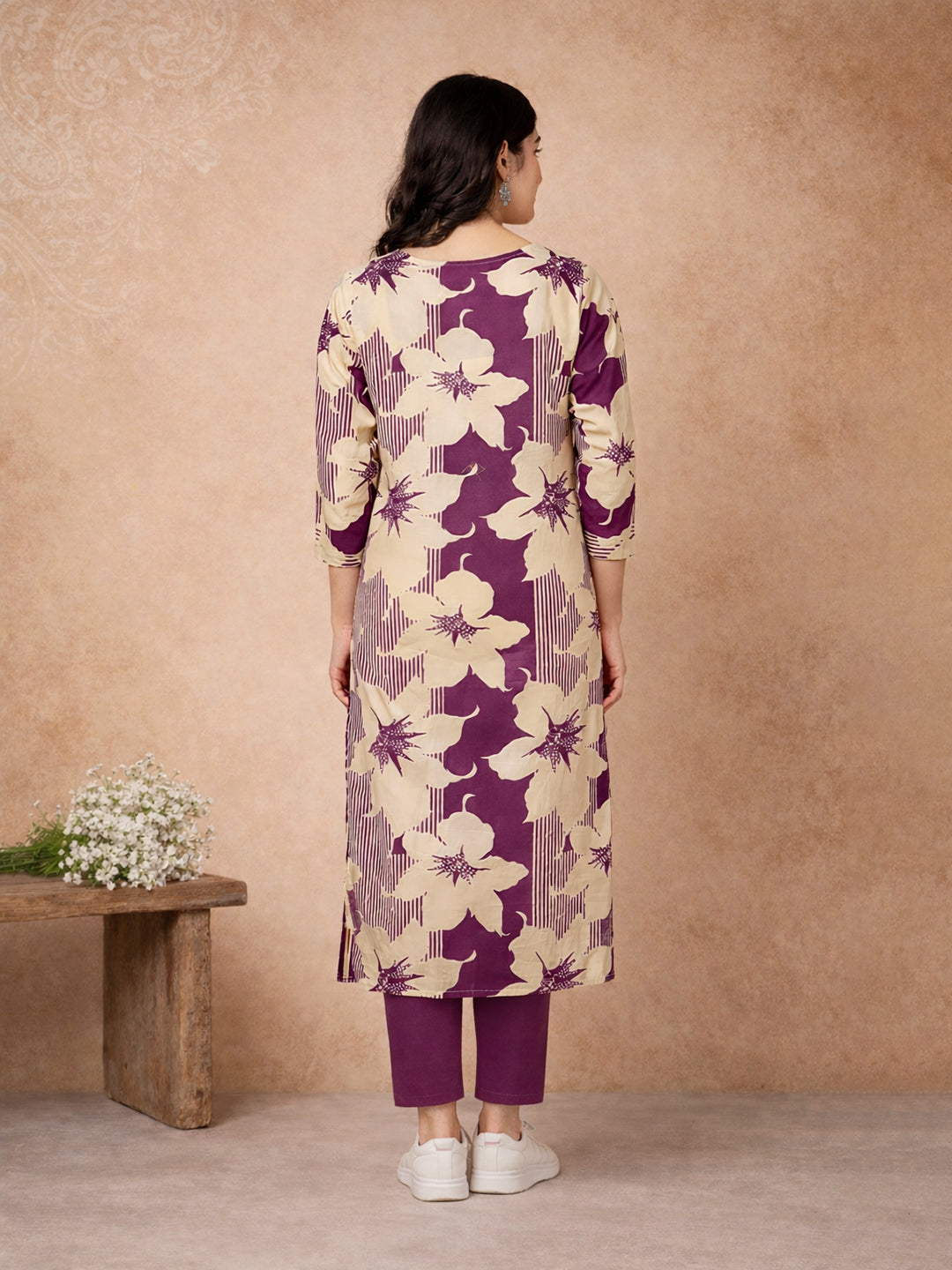 Magenta Floral Printed Kurti