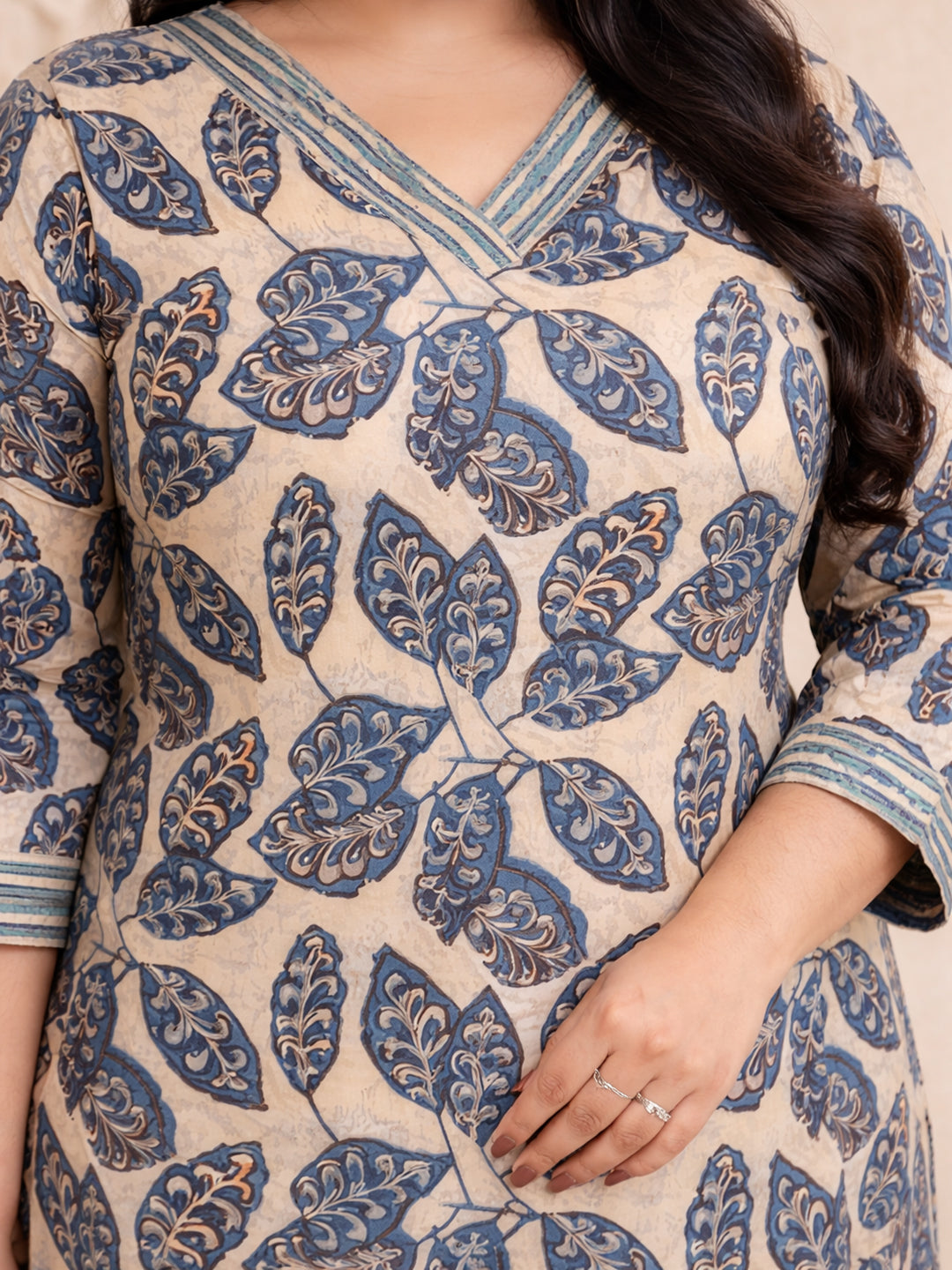 Grey Ethnic Printed Cotton Kurta