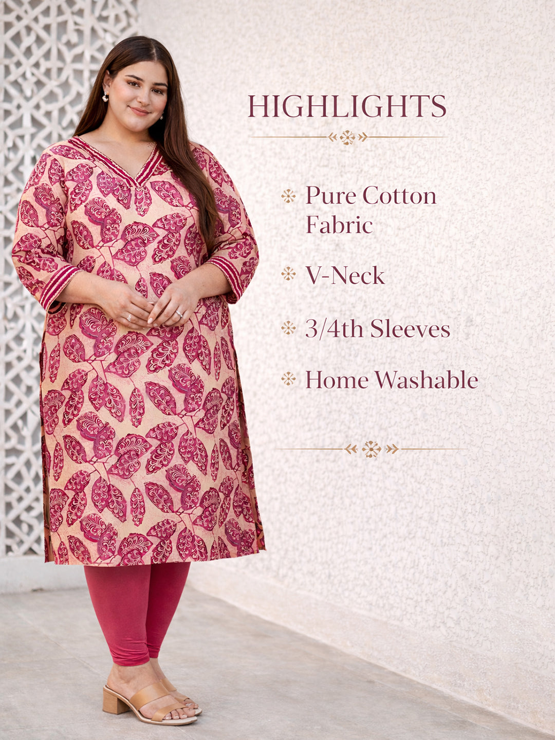 Magenta Ethnic Printed Kurti