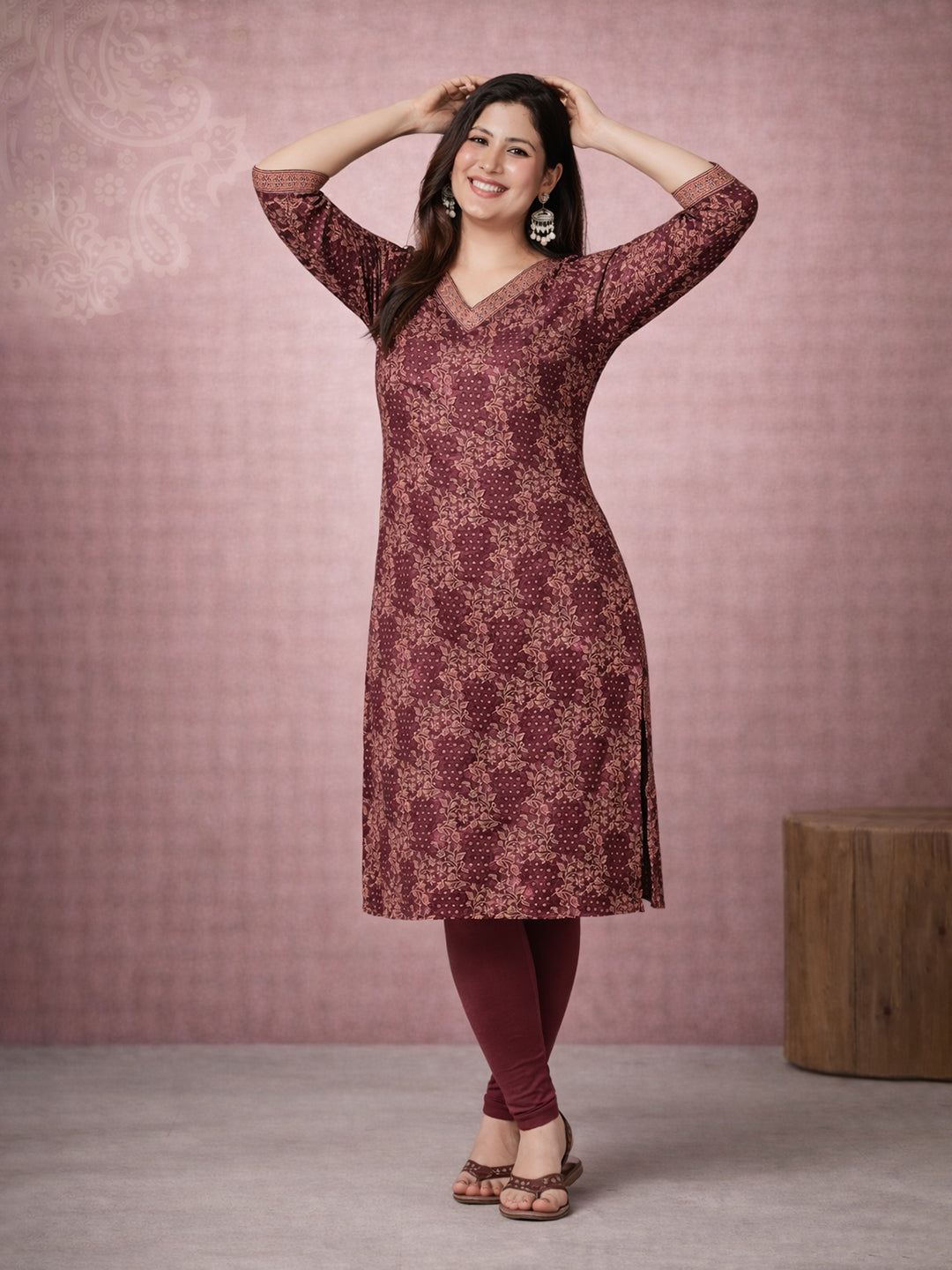 Red Printed Cotton Kurta
