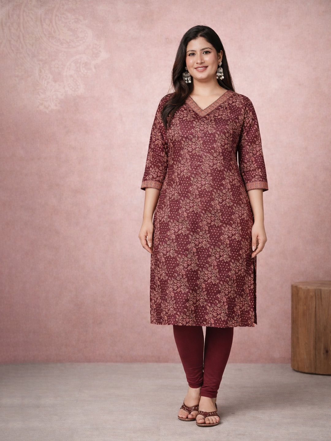 Jevi Prints Red Printed Cotton Kurta