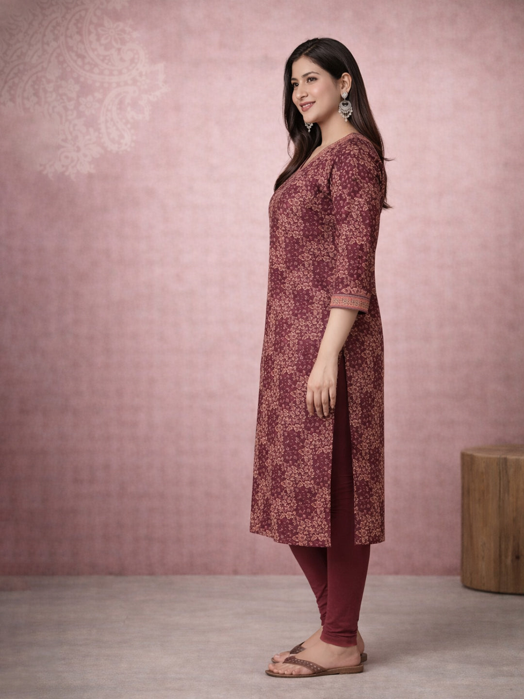 Red Printed Cotton Kurta
