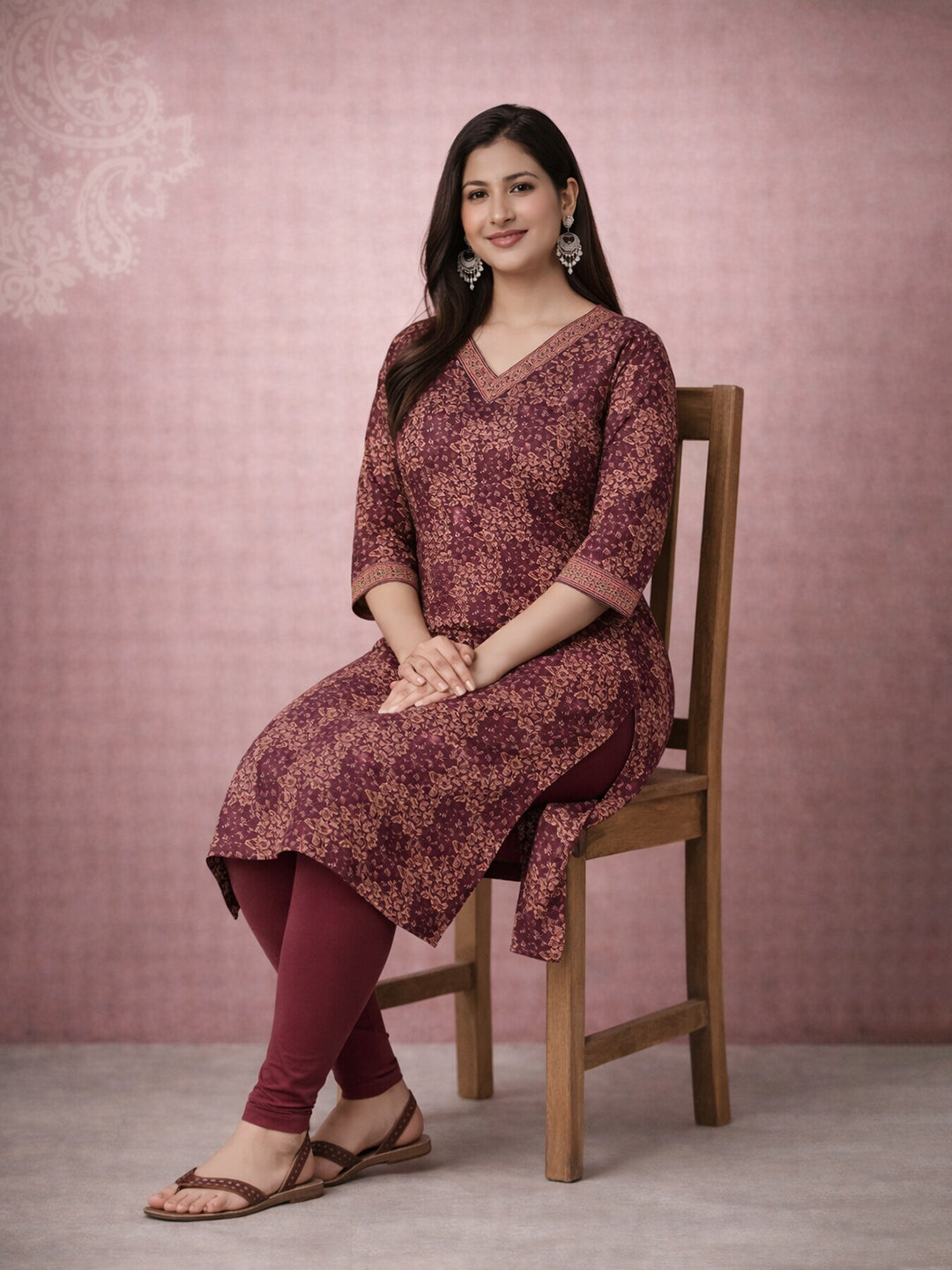 Red Printed Cotton Kurta