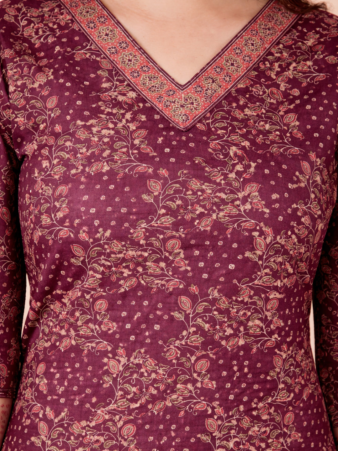 Red Printed Cotton Kurta