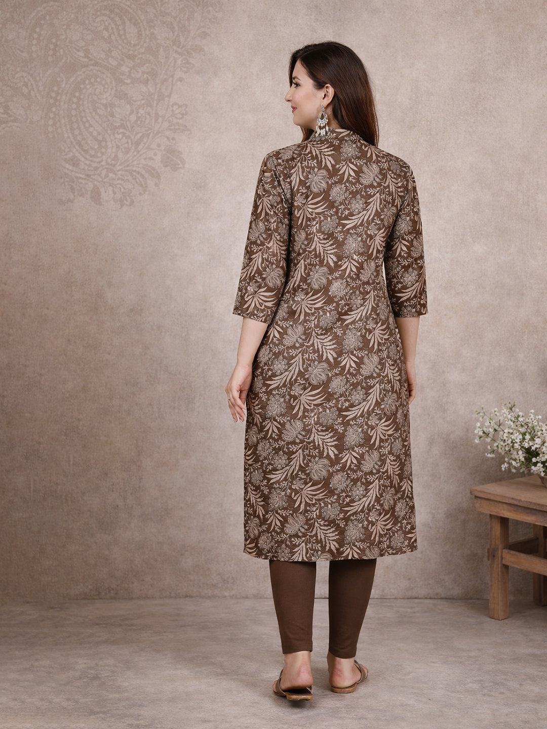 Brown Straight Cotton Kurta