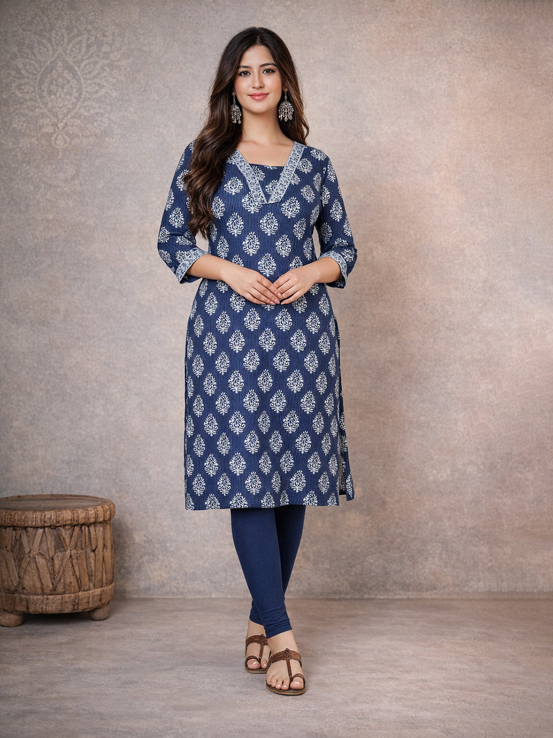 Jevi Prints Blue Printed Cotton Kurta