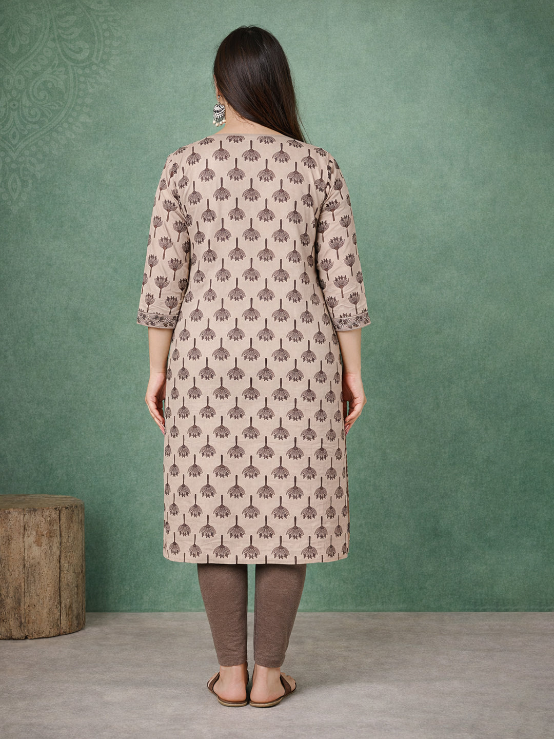 Beige Everyday Printed Cotton Kurta