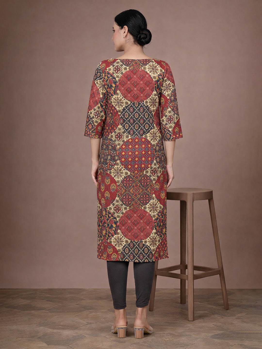 Red Cotton Printed Kurti for Women