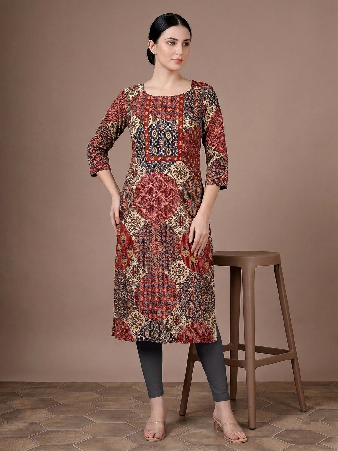 Red Cotton Printed Kurti for Women