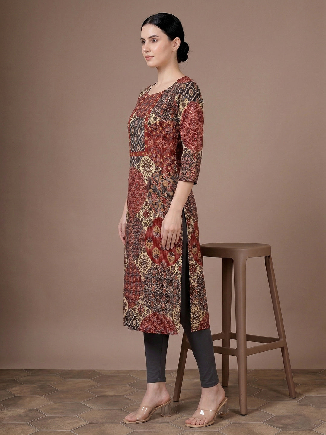 Red Cotton Printed Kurti for Women