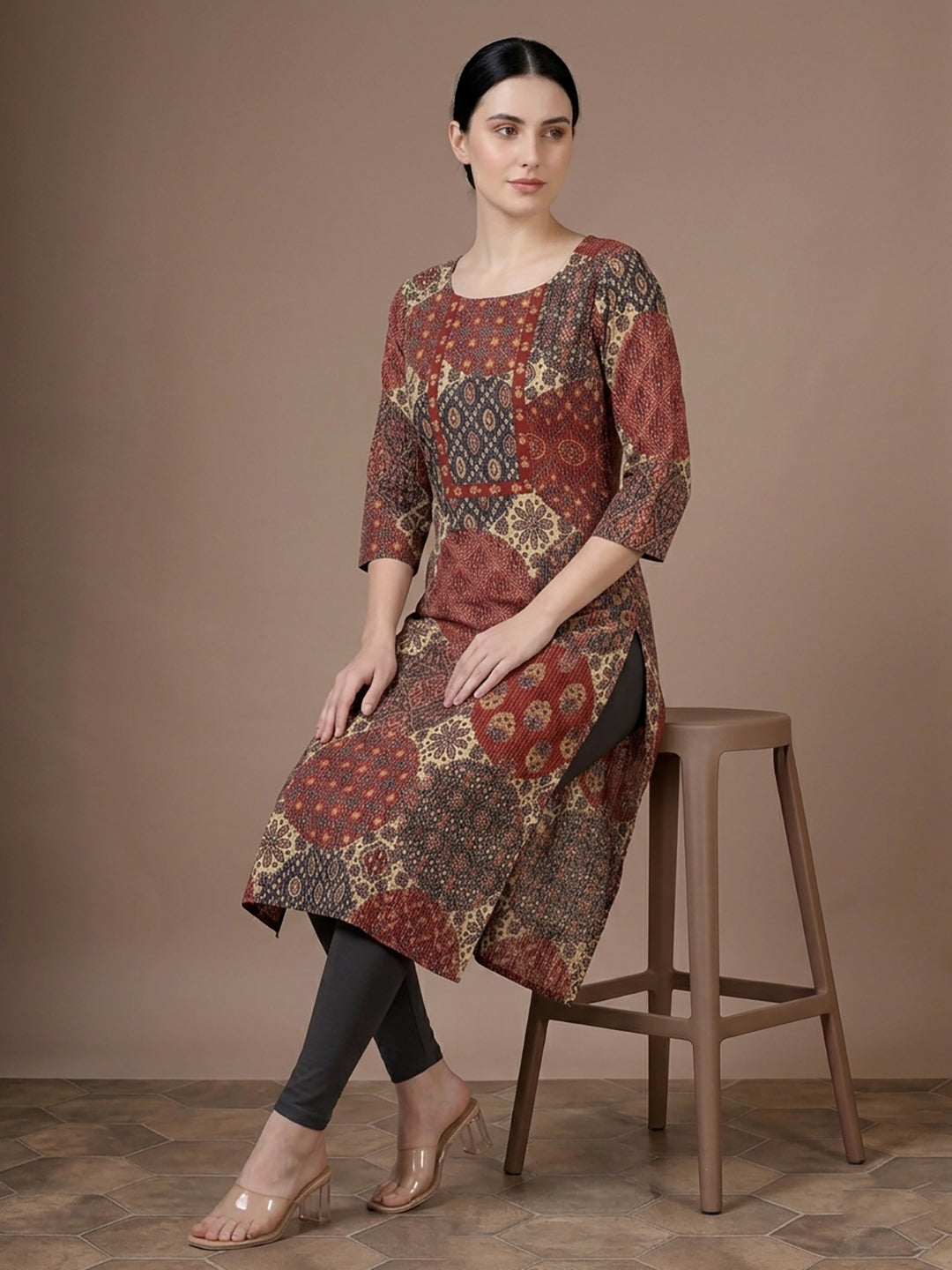 Red Cotton Printed Kurti for Women