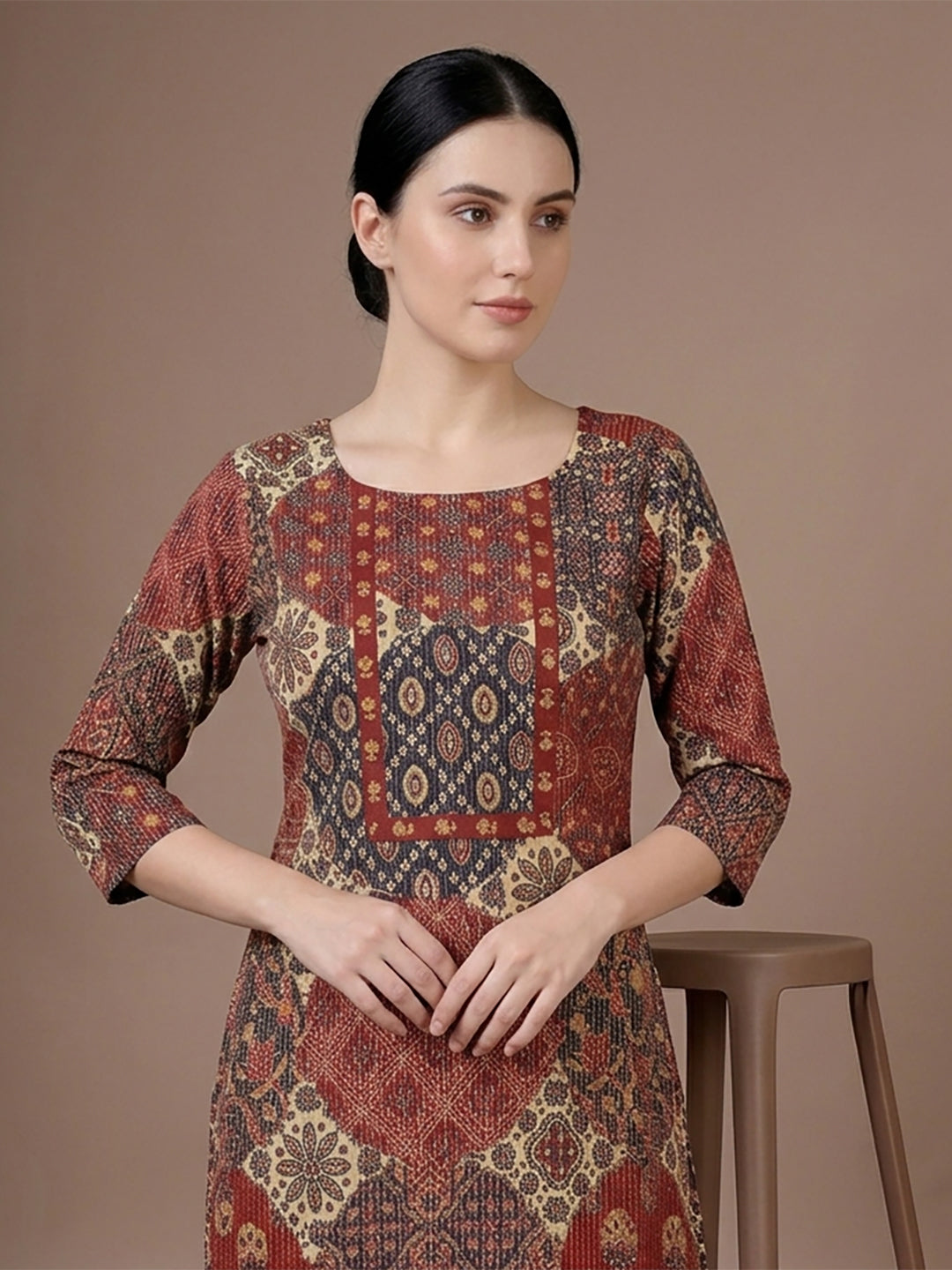 Red Cotton Printed Kurti for Women