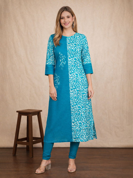 Jevi Prints Blue Block Print Cotton Kurta