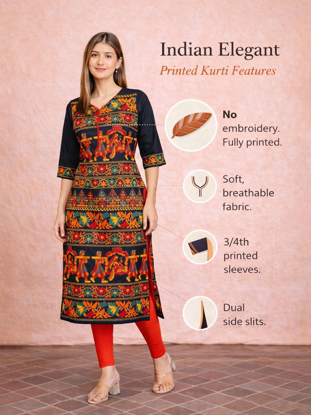 Multicolor Kalamkari Cotton Kurta