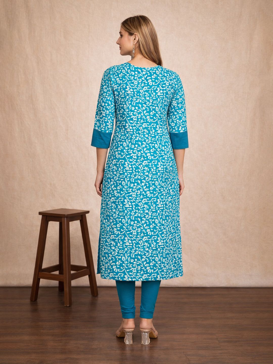 Blue Block Print Cotton Kurta