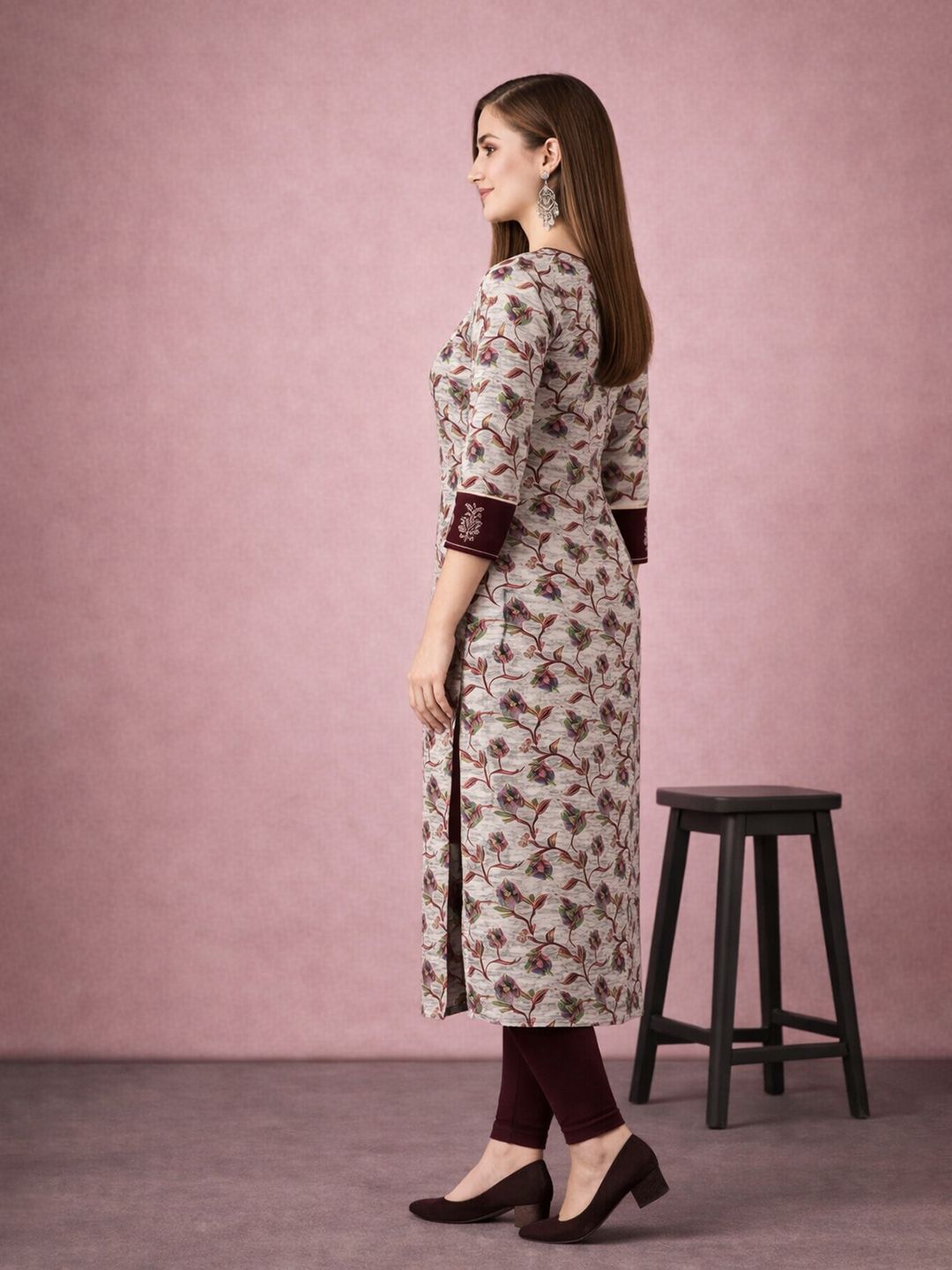 Multicolor Floral Print Cotton Kurta