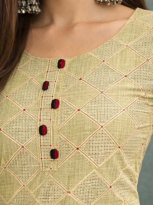 Jevi Prints Light Green Checkered Kurta