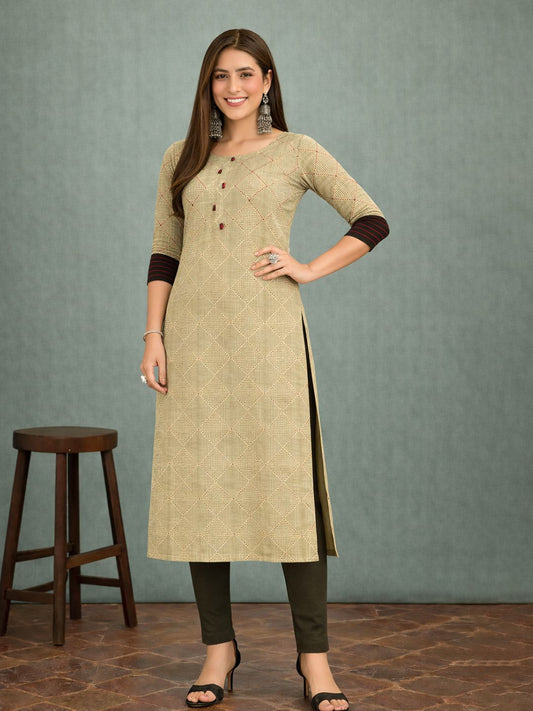 Jevi Prints Light Green Checkered Kurta