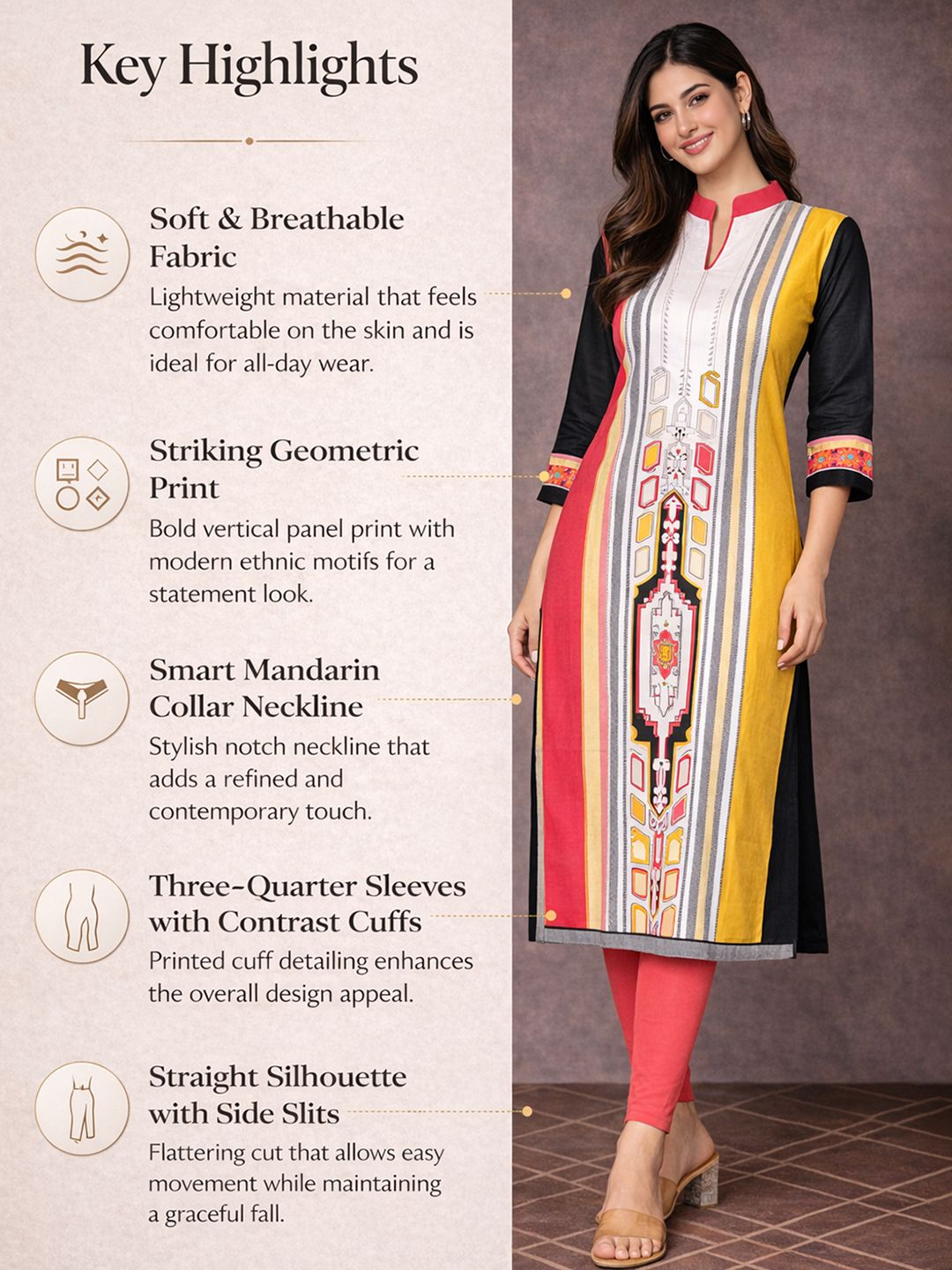 Multicolor Striped Cotton Kurta