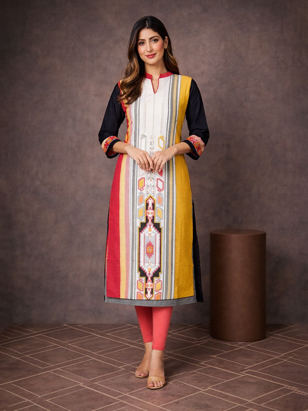 Jevi Prints Multicolor Striped Cotton Kurta