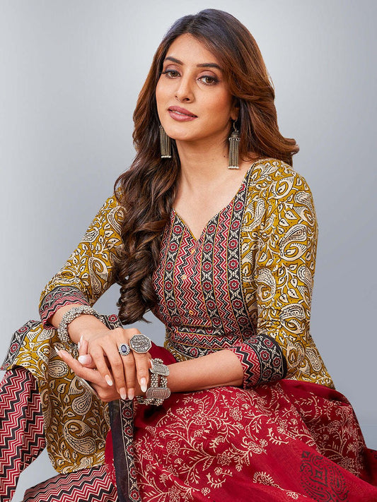 Brown Kurta, Trouser/Pant & Dupatta Set | Printed