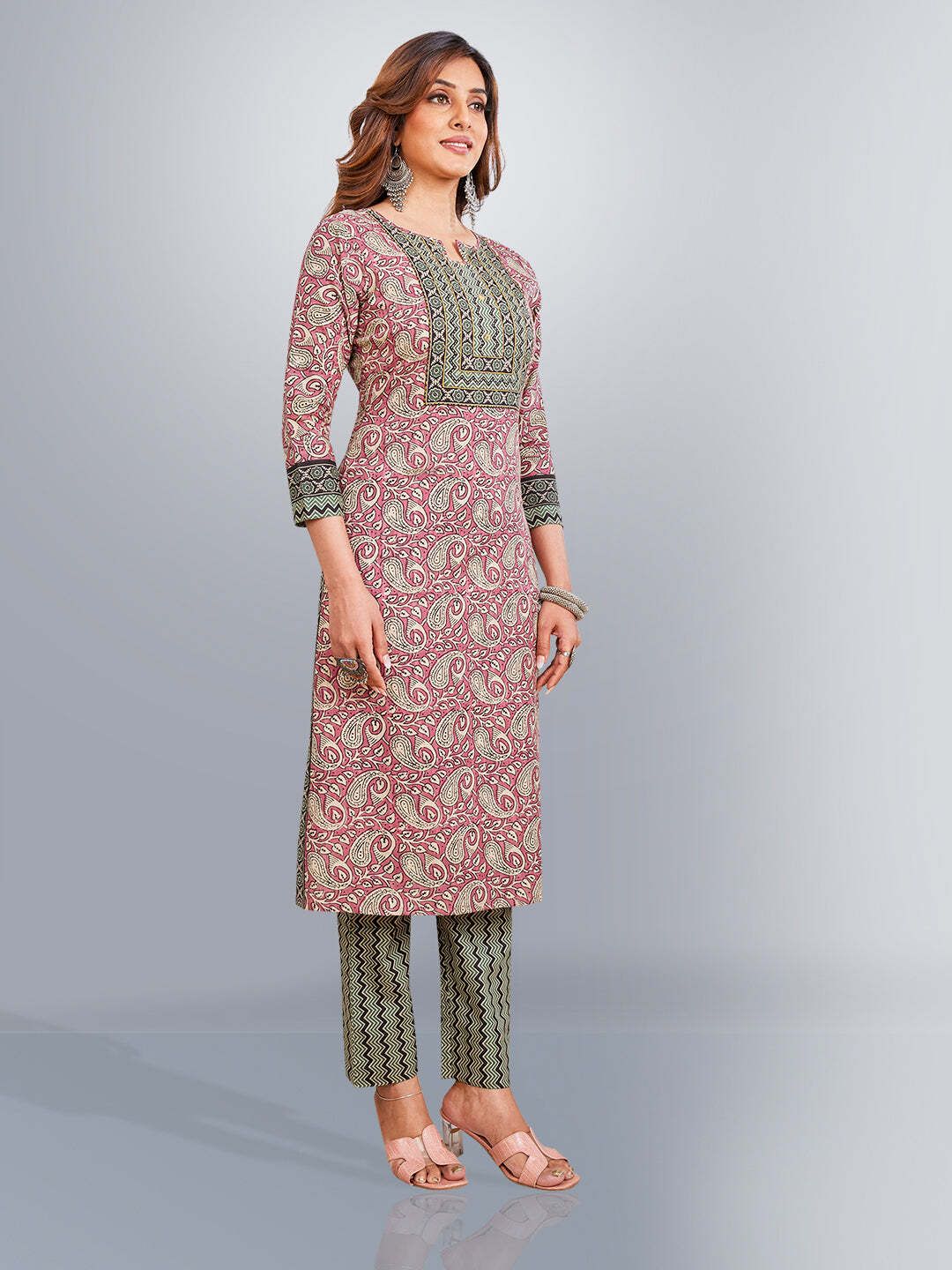 Red Kurta, Salwar & Dupatta Set | Paisley
