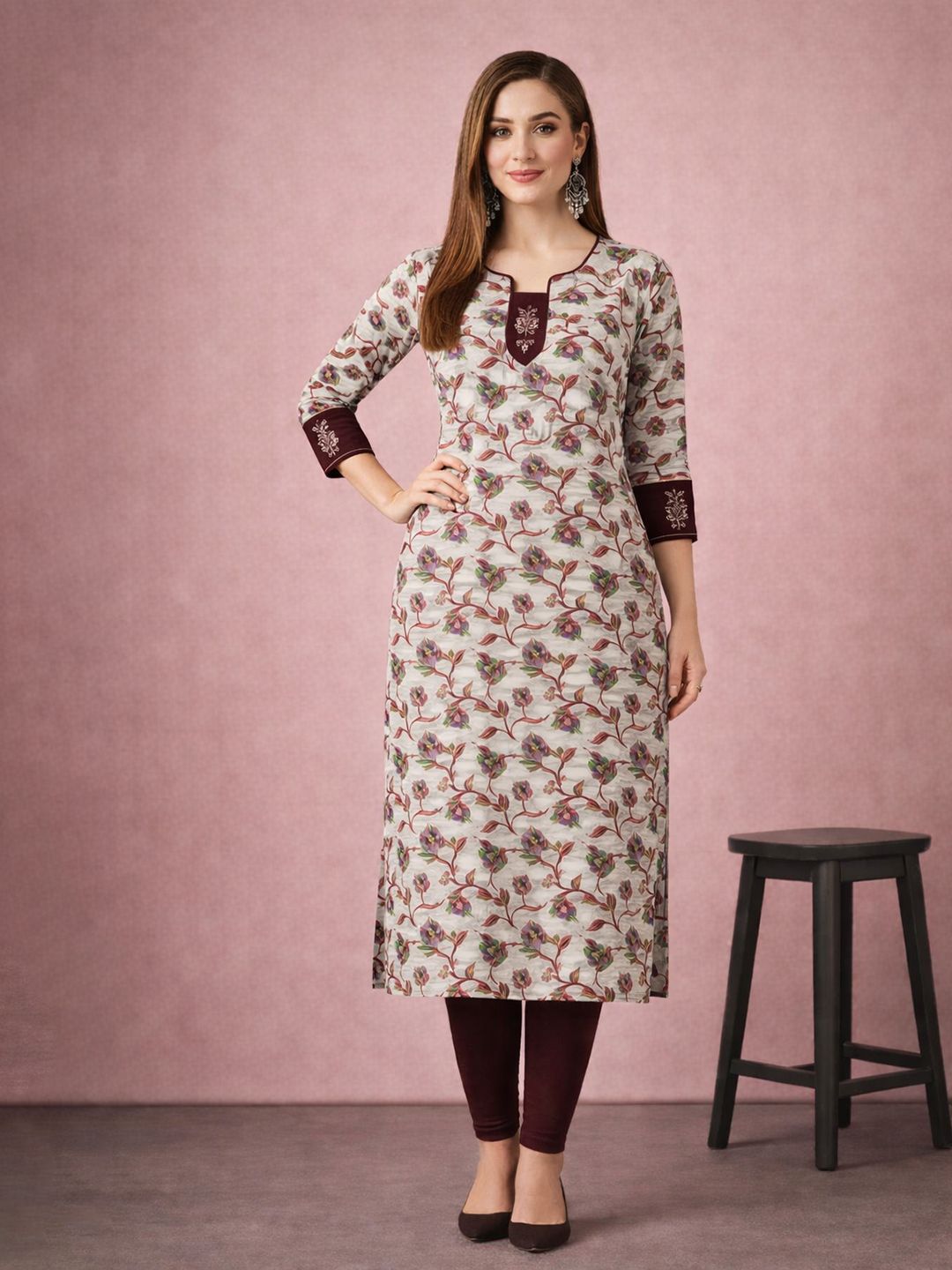Jevi Prints Multicolor Floral Print Cotton Kurta