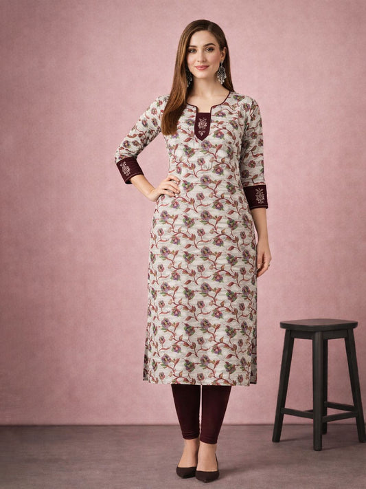 Jevi Prints Multicolor Floral Print Cotton Kurta