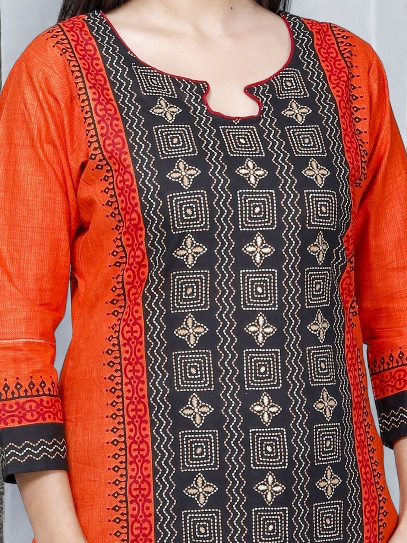Orange Kurta, Patiala & Dupatta Set | Striped