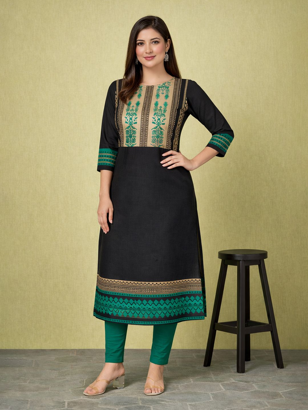 Jevi Prints Black Block Print Cotton Kurta