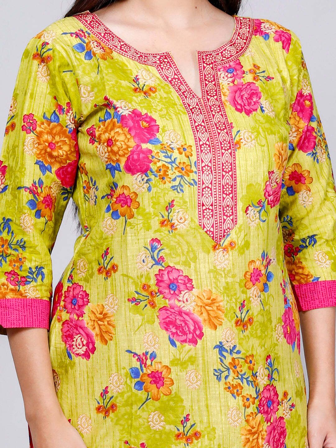 Yellow Kurta, Patiala & Dupatta Set | Floral Print